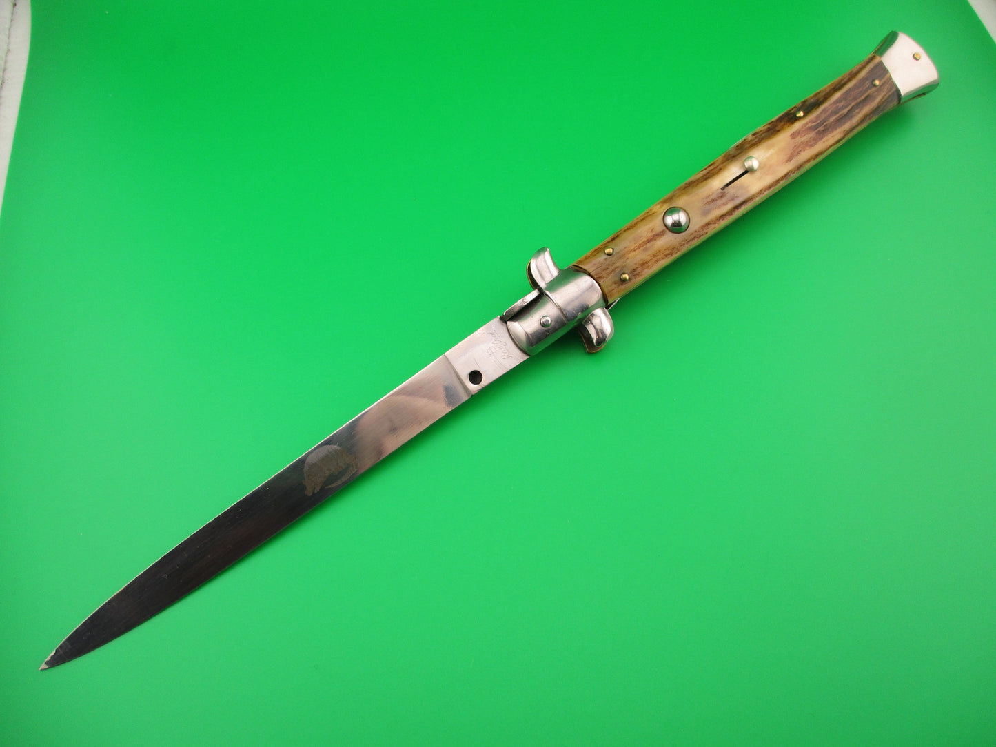 z B Rostfrie ARMADILLO 33cm Italian Stiletto Stag vintage automatic knife