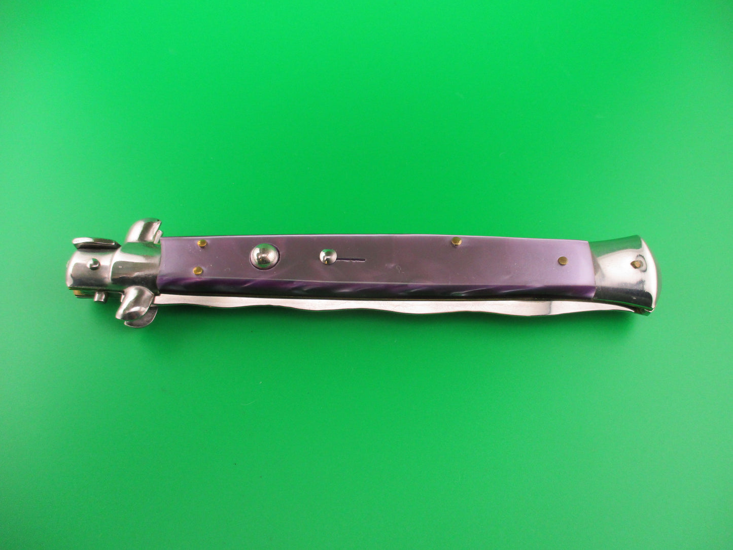 STILETTO ITALY 33cm Italian Stiletto KRIS Purple Acrylic Swivel bolster automatic knife