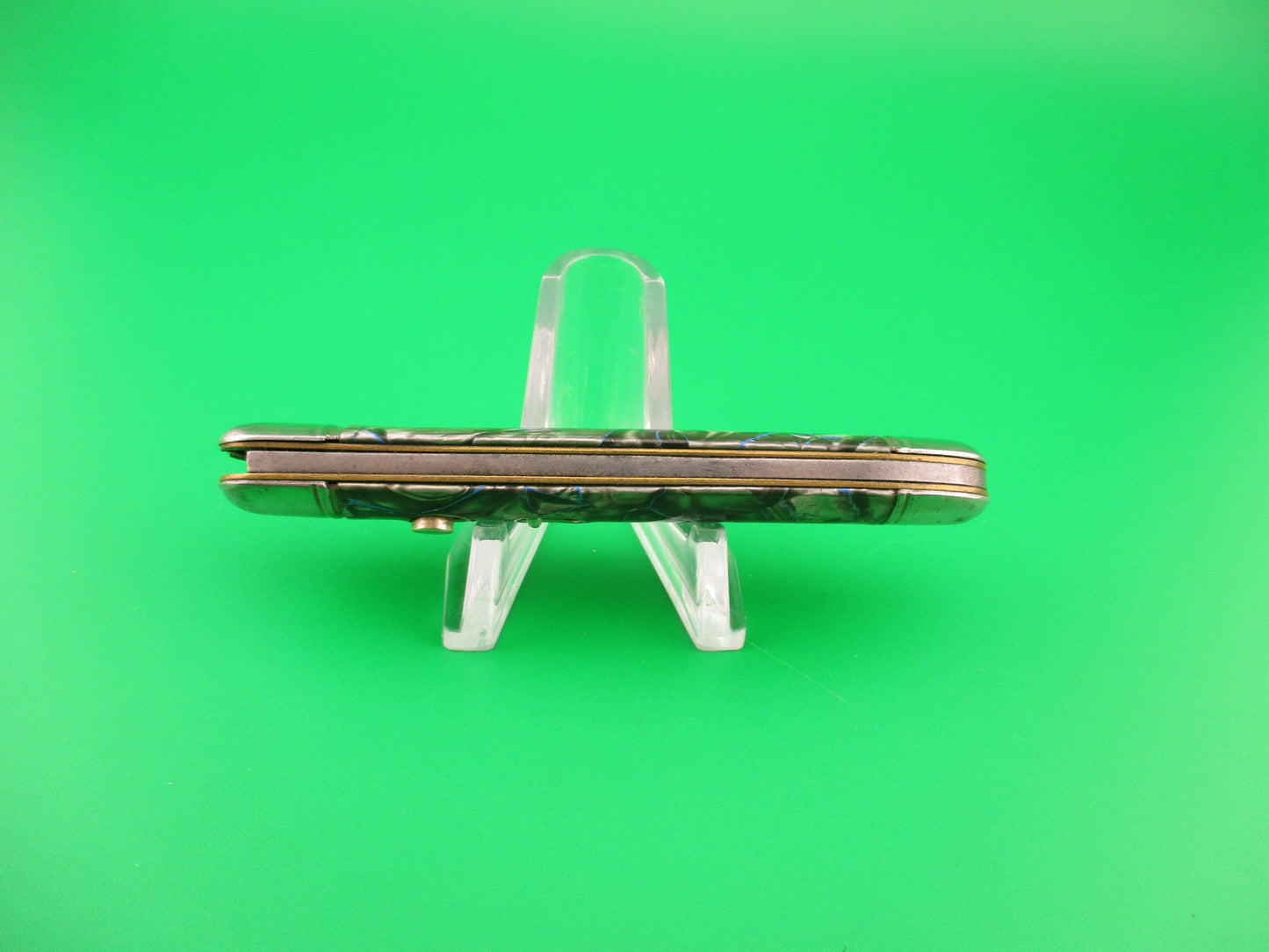 Hammer Brand Imperial Serpentine Jack Silver pearl Blue streaks switchblade knife