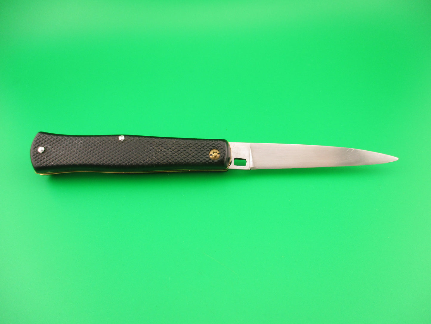 INOX 247 17cm French Fishtail black checkered vintage automatic knife BoBc