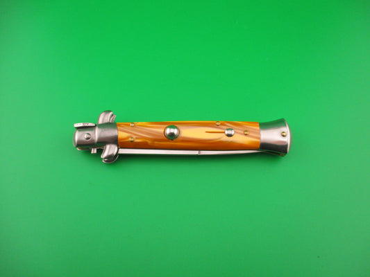 ITALY STAINLESS 22cm Italian Swivel bolster Orange Pearlex vintage automatic knife