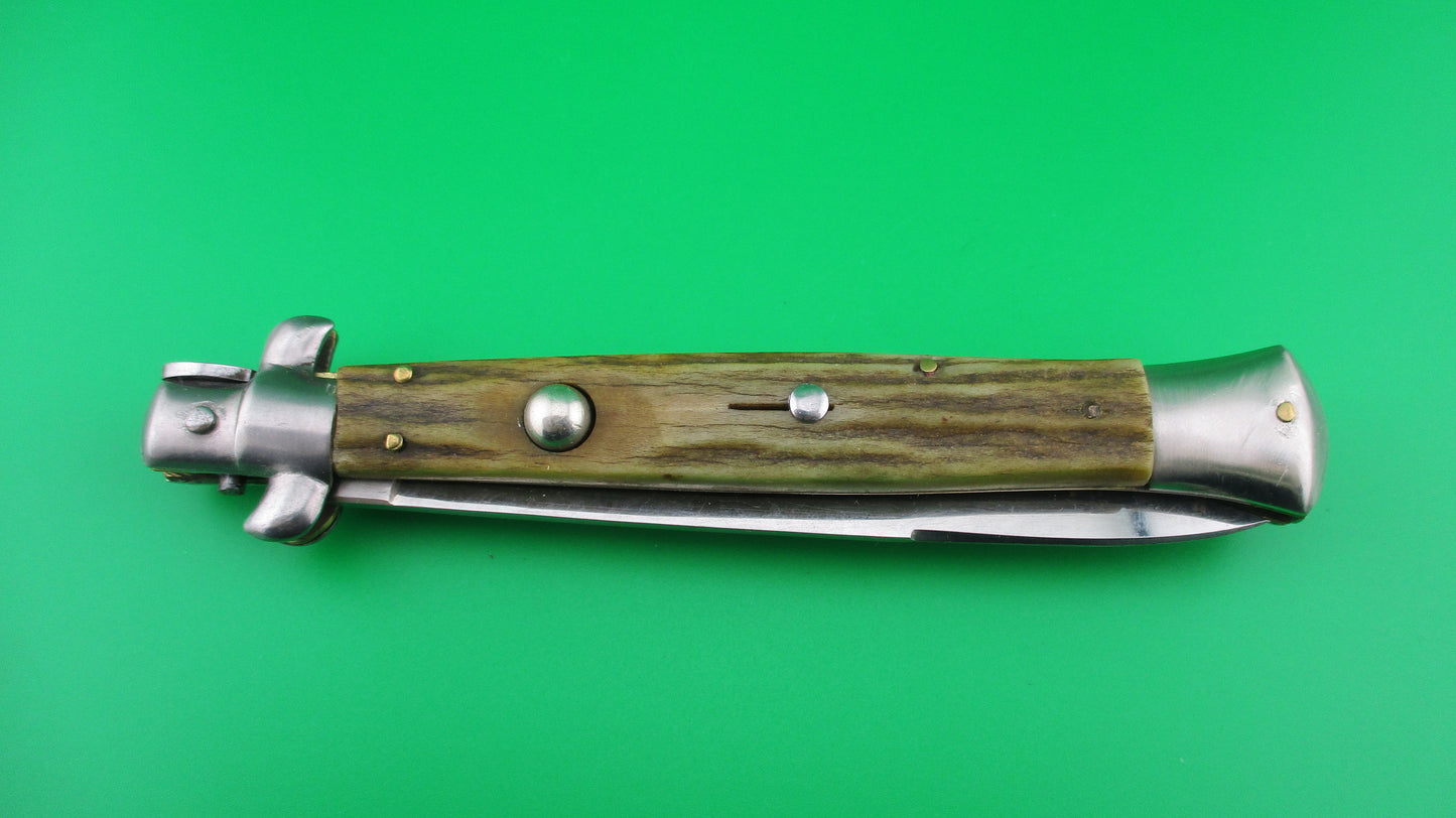 35MP INOX 28cm Italian Stiletto swivel bolster vintage Stag automatic knife