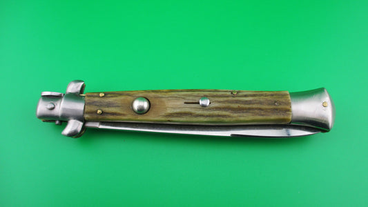 35MP INOX 28cm Italian Stiletto swivel bolster vintage Stag automatic knife