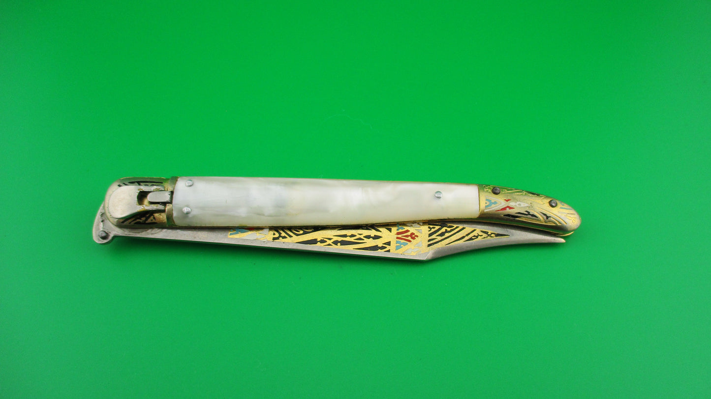 TOLEDO 24cm Spanish Pearlex Toothpick Lever Painted automatic knife