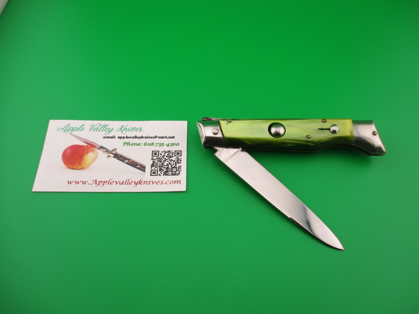 Jndiana EXTRA 20cm Italian Slant Bolster Vintage Green Acrylic automatic knife