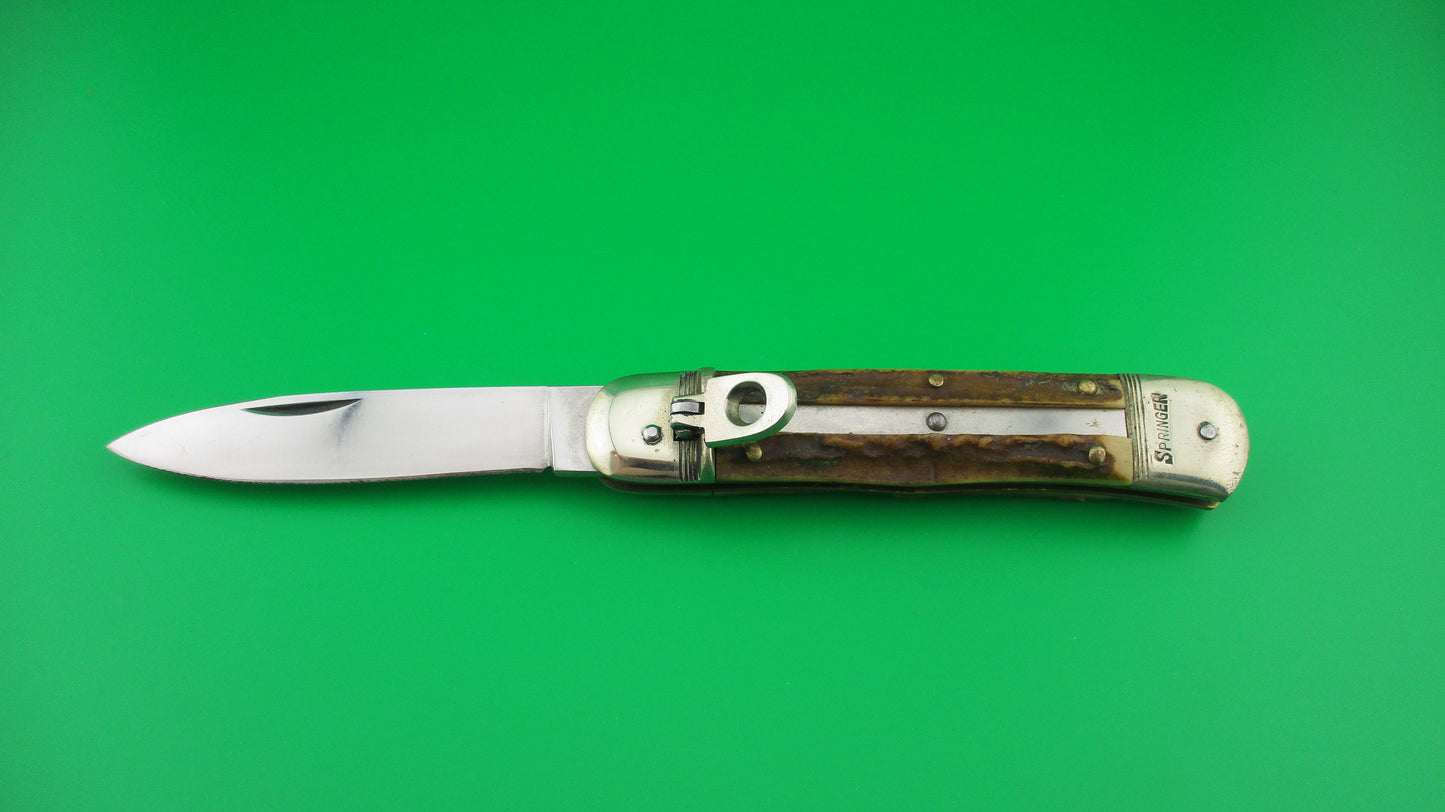 SPRINGER 11cm German Lever Stag automatic knife