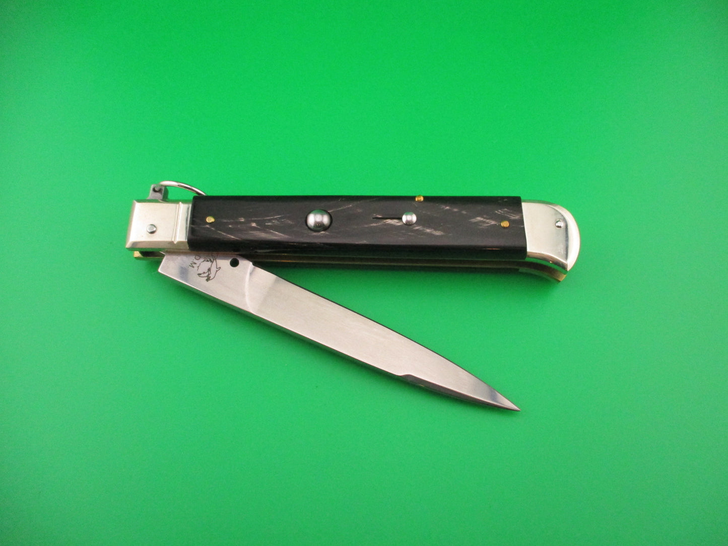 D.M. Dolphin 28cm Italian FALCON Ring pull Dark horn automatic knife