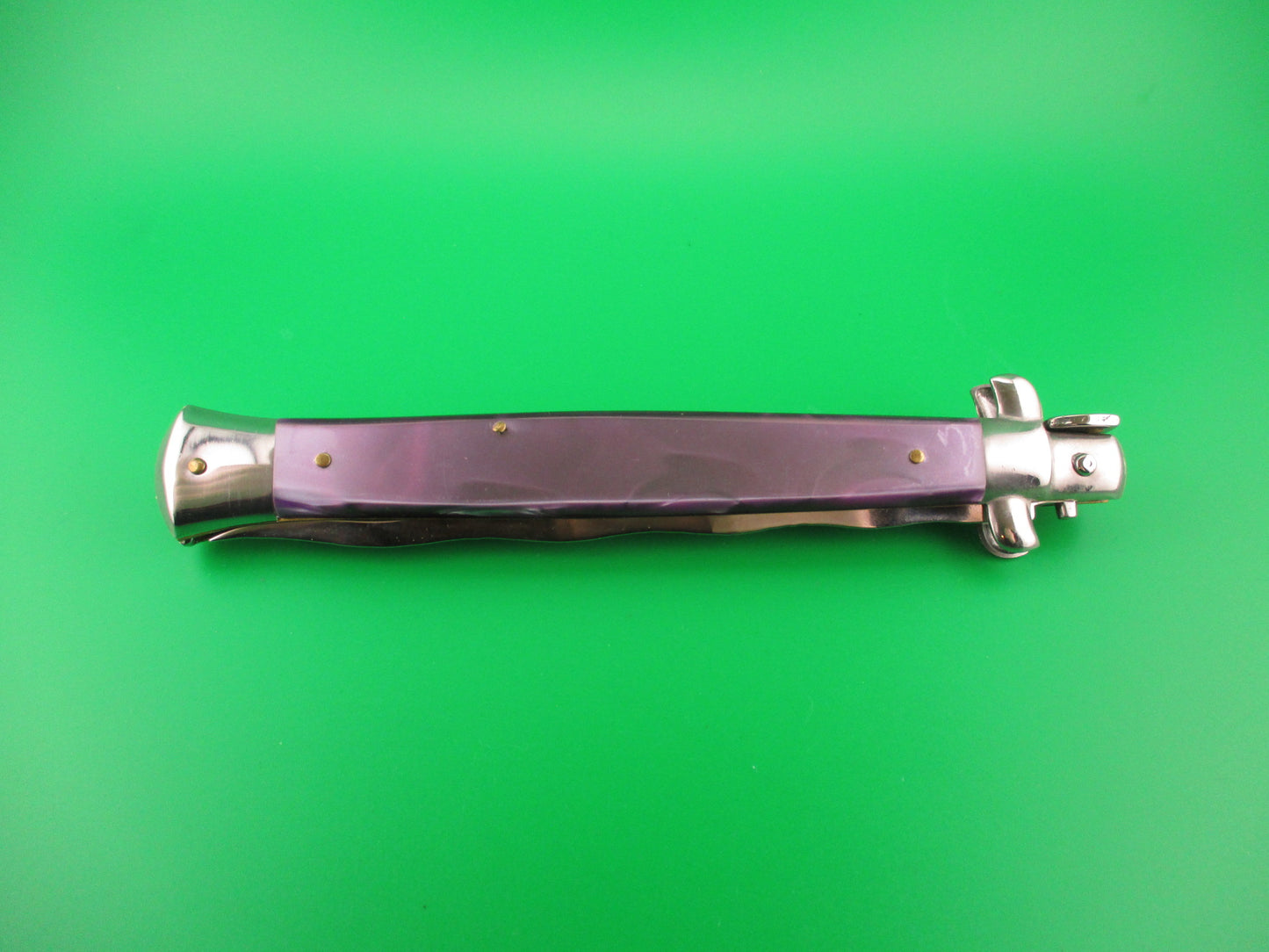 STILETTO ITALY 33cm Italian Stiletto KRIS Purple Acrylic Swivel bolster automatic knife