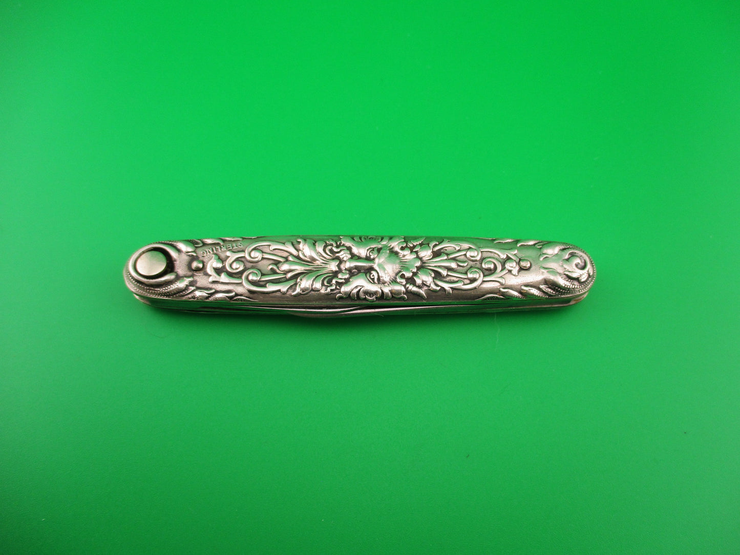 z Press Button Knife Co Medium Sterling Silver SATYR Antique automatic knife