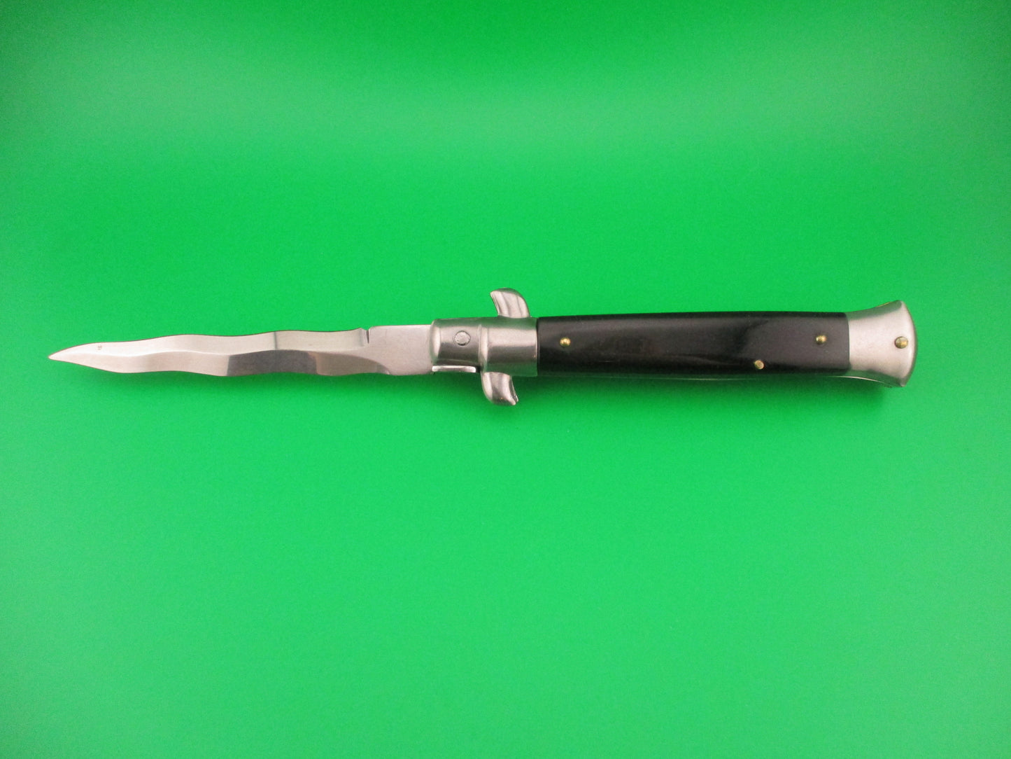 FRANK B 23cm Italian Kris Stiletto Black swivel bolster automatic knife