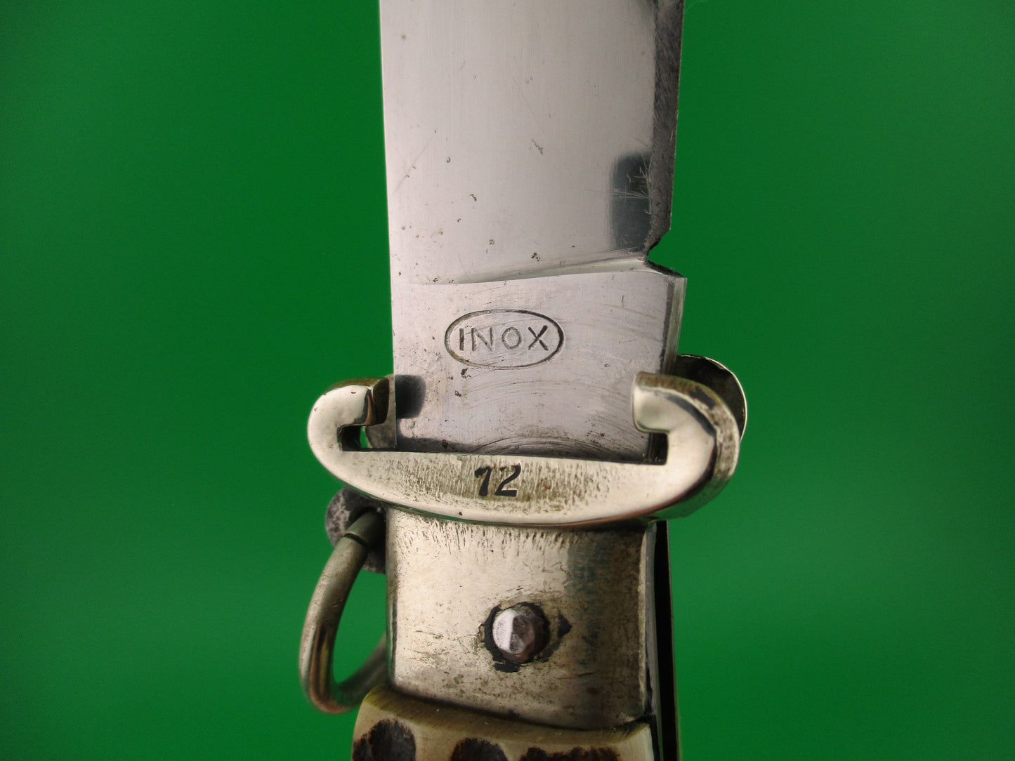 INOX 31cm Italian Stag Deerfoot Ringpull Shell puller Vintage automatic knife