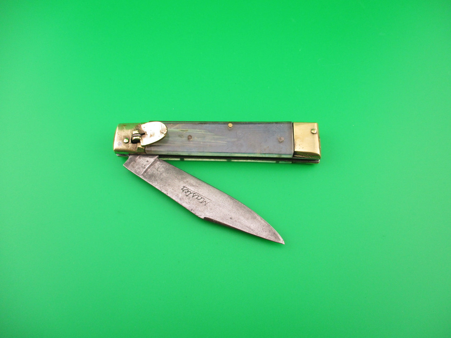 Master 19cm Japanese Lever Blue Brass vintage automatic knife