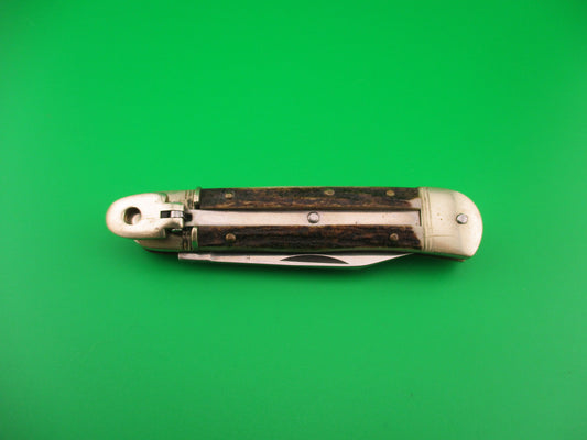 Hubertus Liliput 8cm German Lever Stag vintage automatic knife
