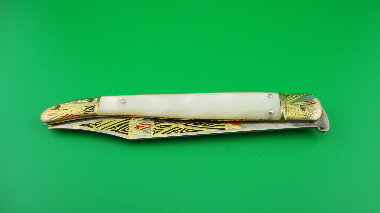 TOLEDO 24cm Spanish Pearlex Toothpick Lever Painted automatic knife