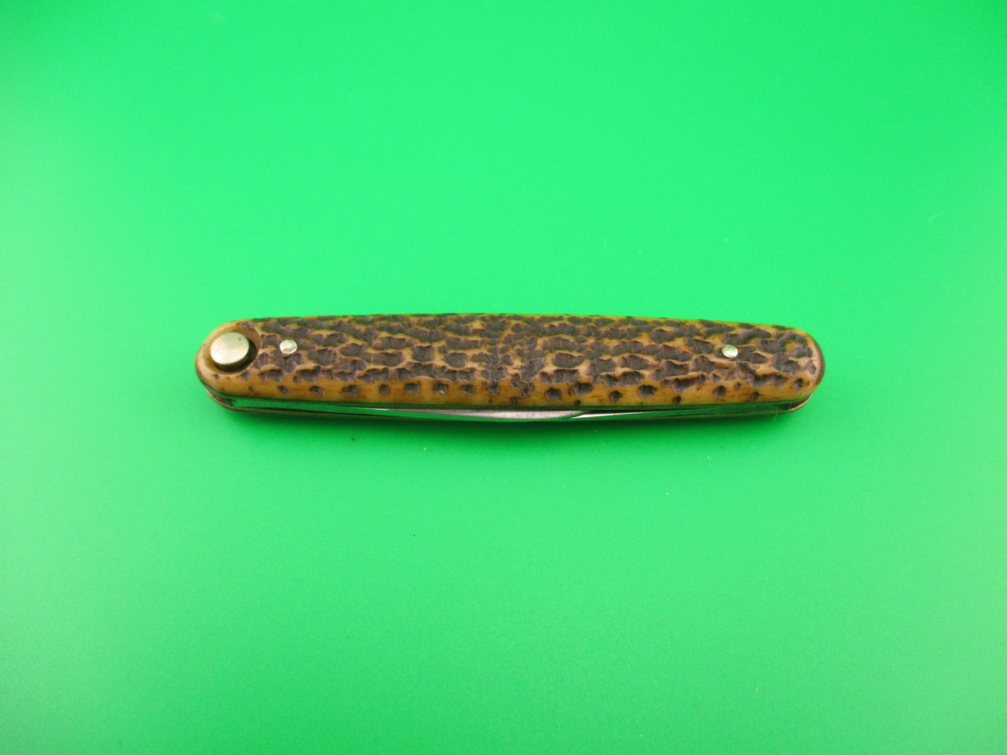 Press Button Knife Co Medium double bone switchblade knife model 100 w file blade