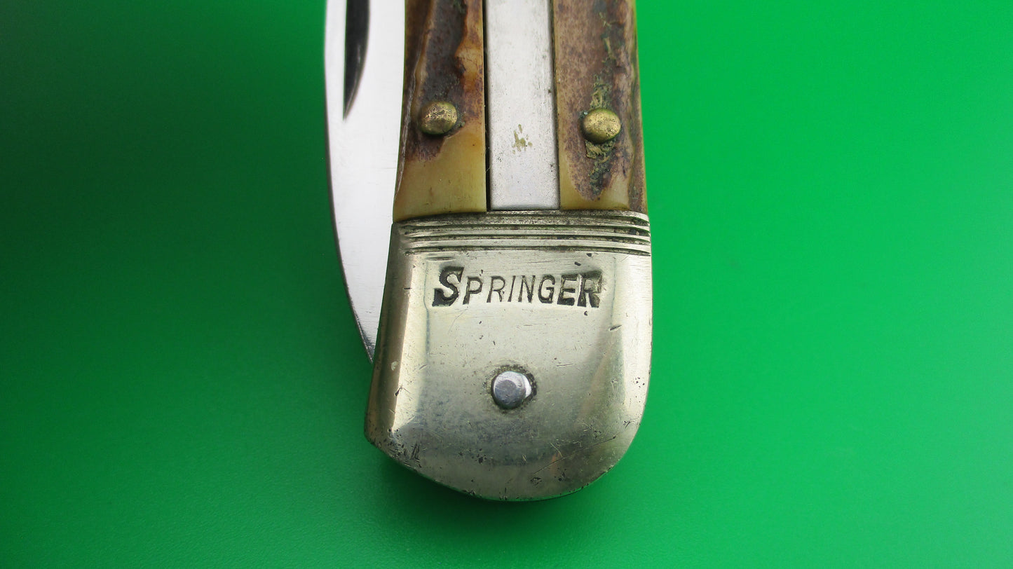 SPRINGER 11cm German Lever Stag automatic knife