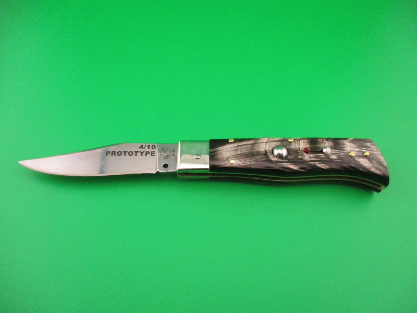 D.M. Dolphin 20cm Italian PROTOTYPE Humpback Horn Camper automatic knife