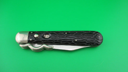 z PRESTO Lazy W Folding guard Black wormgroove switchblade Near Mint condition