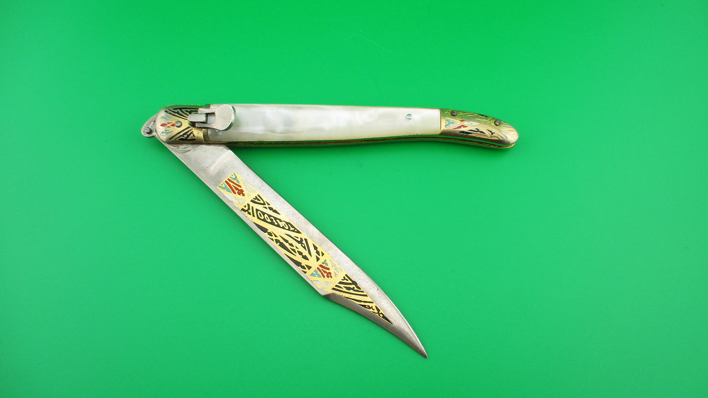 TOLEDO 24cm Spanish Pearlex Toothpick Lever Painted automatic knife