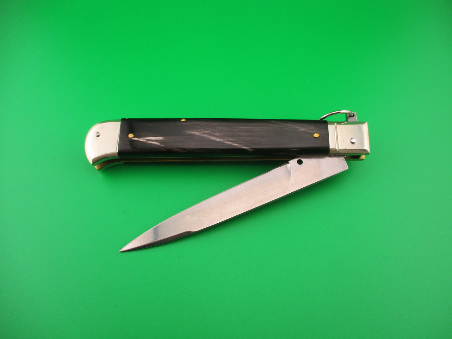 D.M. Dolphin 28cm Italian FALCON Ring pull Dark horn automatic knife