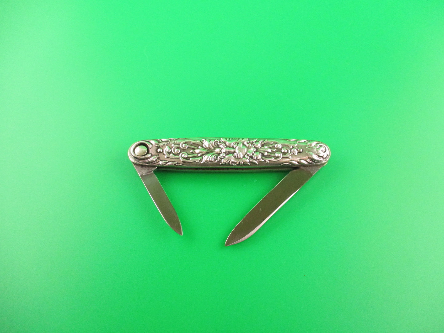z Press Button Knife Co Medium Sterling Silver SATYR Antique automatic knife
