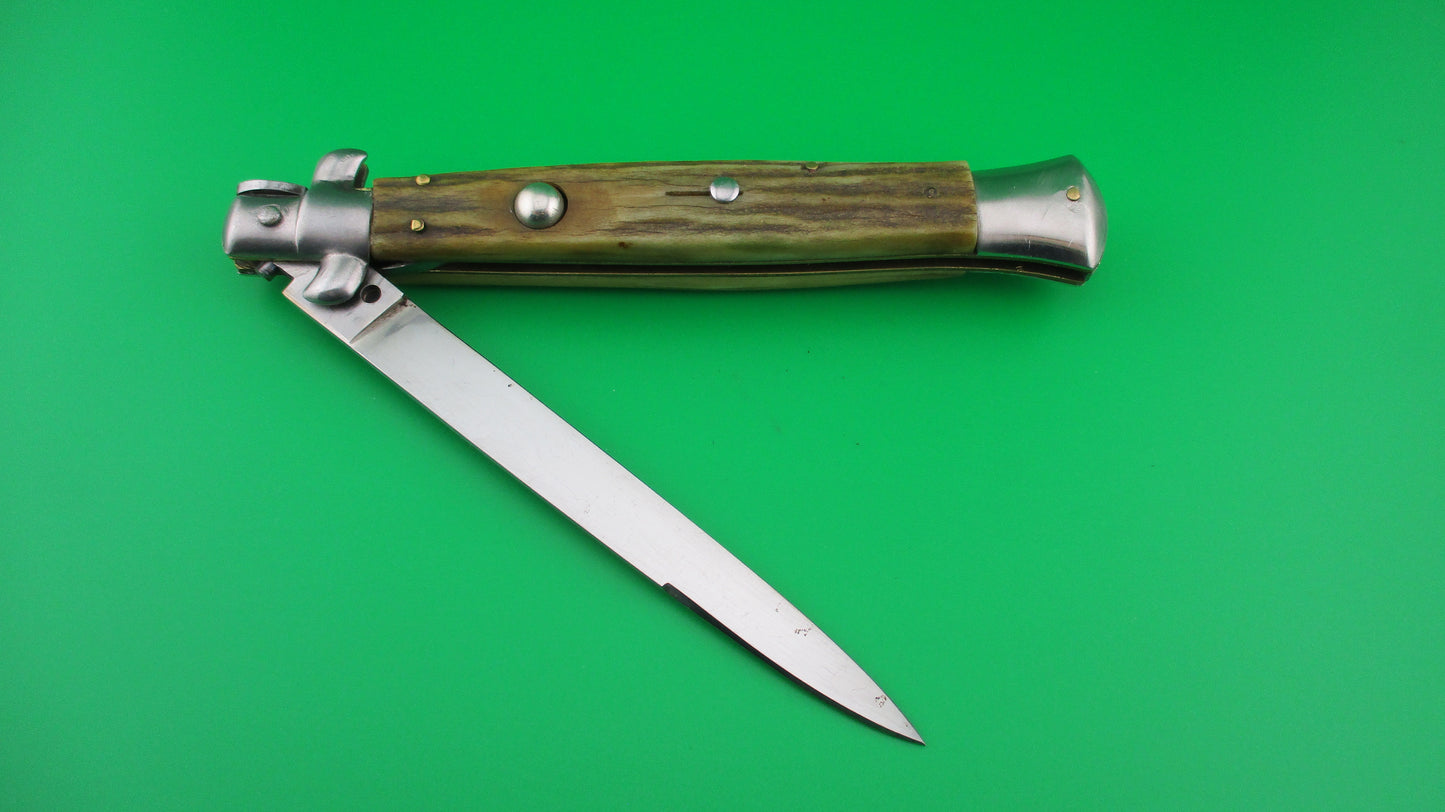 35MP INOX 28cm Italian Stiletto swivel bolster vintage Stag automatic knife