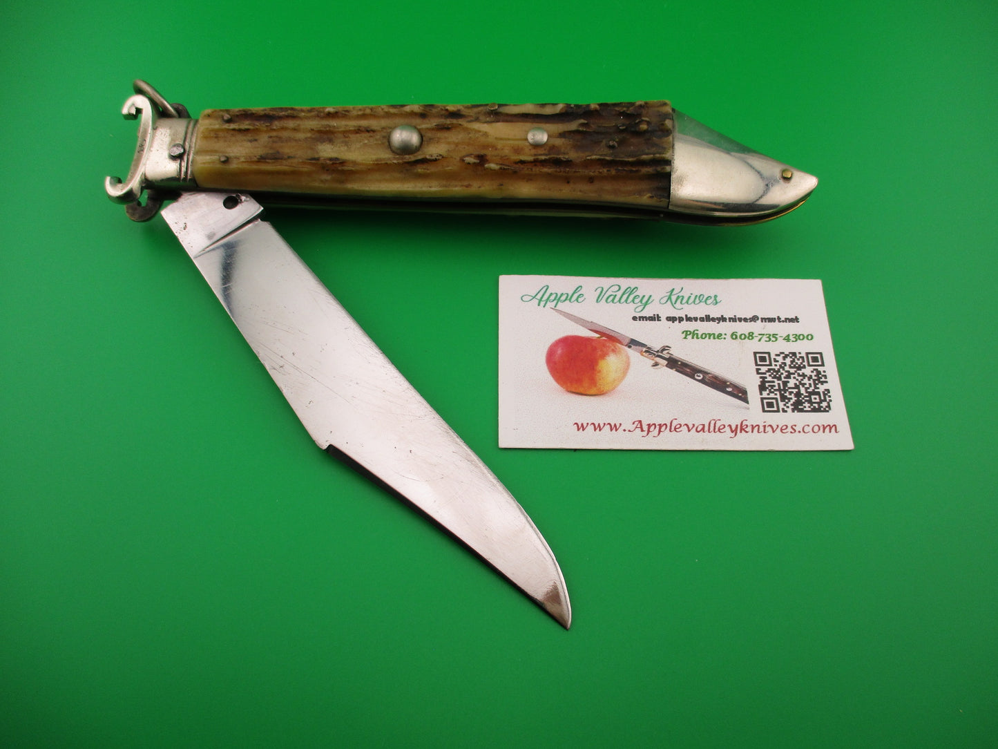 INOX 31cm Italian Stag Deerfoot Ringpull Shell puller Vintage automatic knife