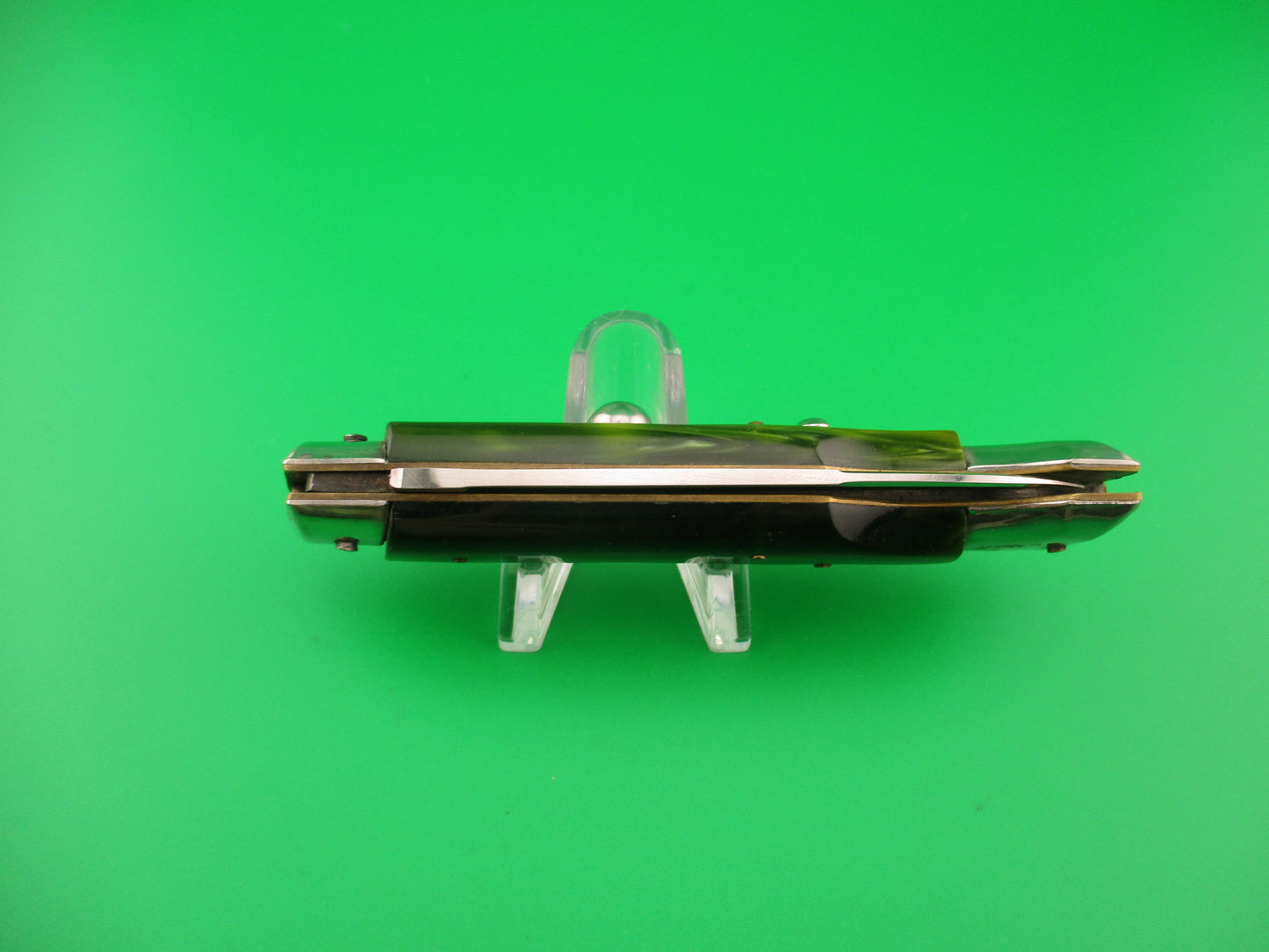 Jndiana EXTRA 20cm Italian Slant Bolster Vintage Green Acrylic automatic knife
