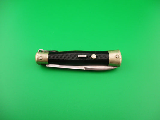 Sterile 17cm French Bargeon Ring pull Checkered Low button automatic knife