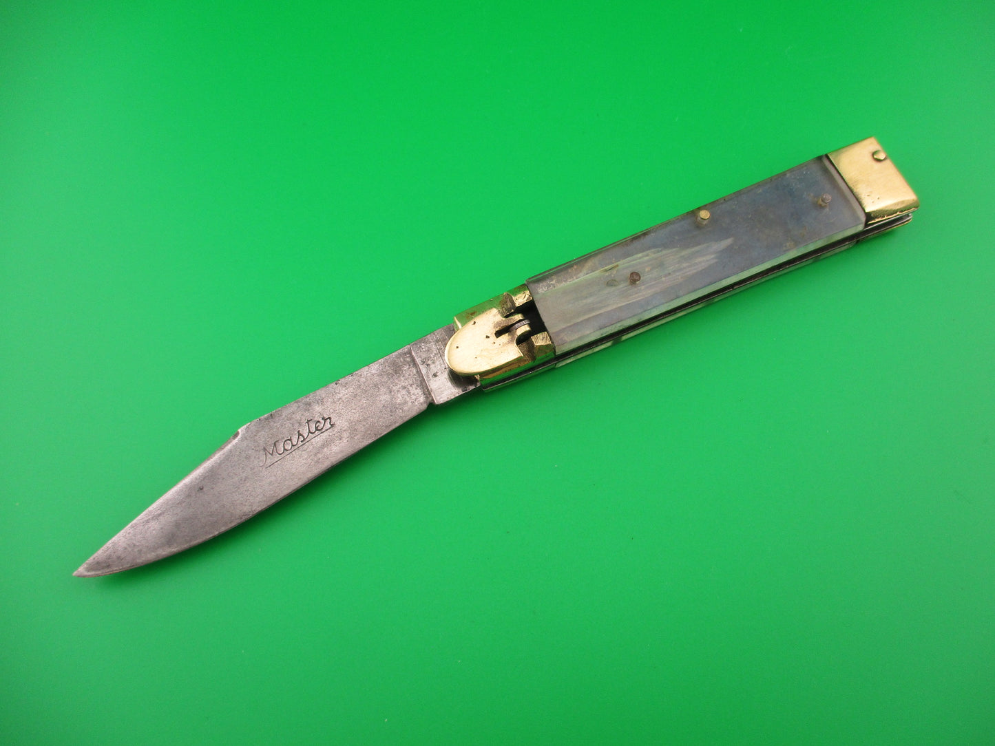 Master 19cm Japanese Lever Blue Brass vintage automatic knife
