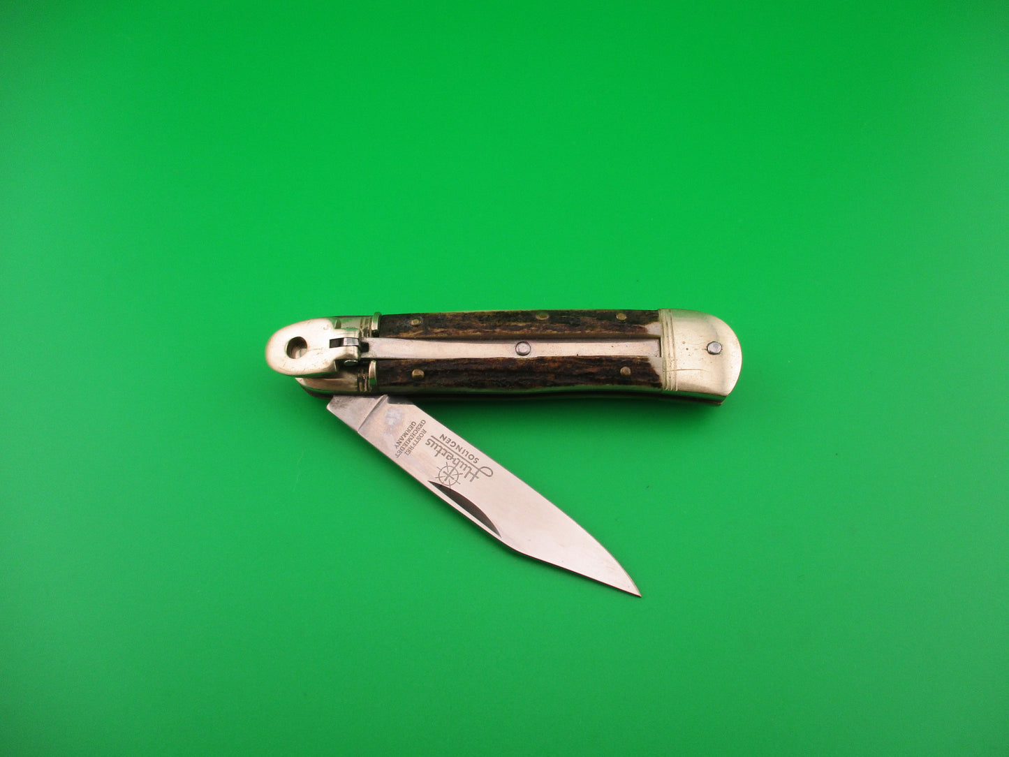 Hubertus Liliput 8cm German Lever Stag vintage automatic knife