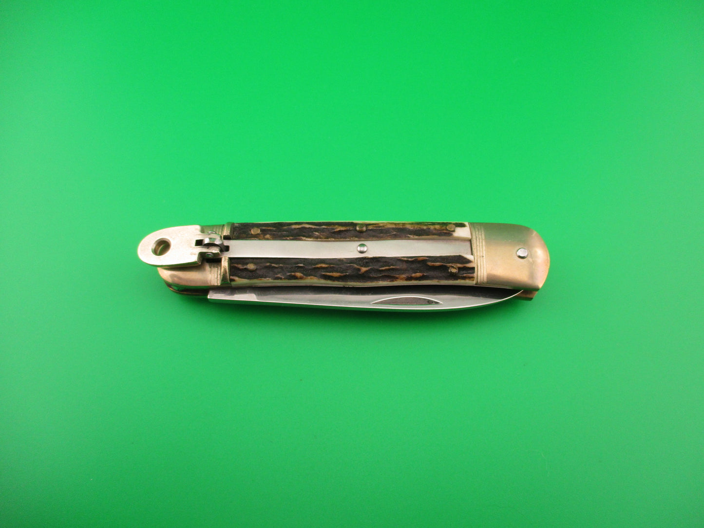 Hubertus SOLINGEN 11cm West German Lever Stag Camper automatic knife