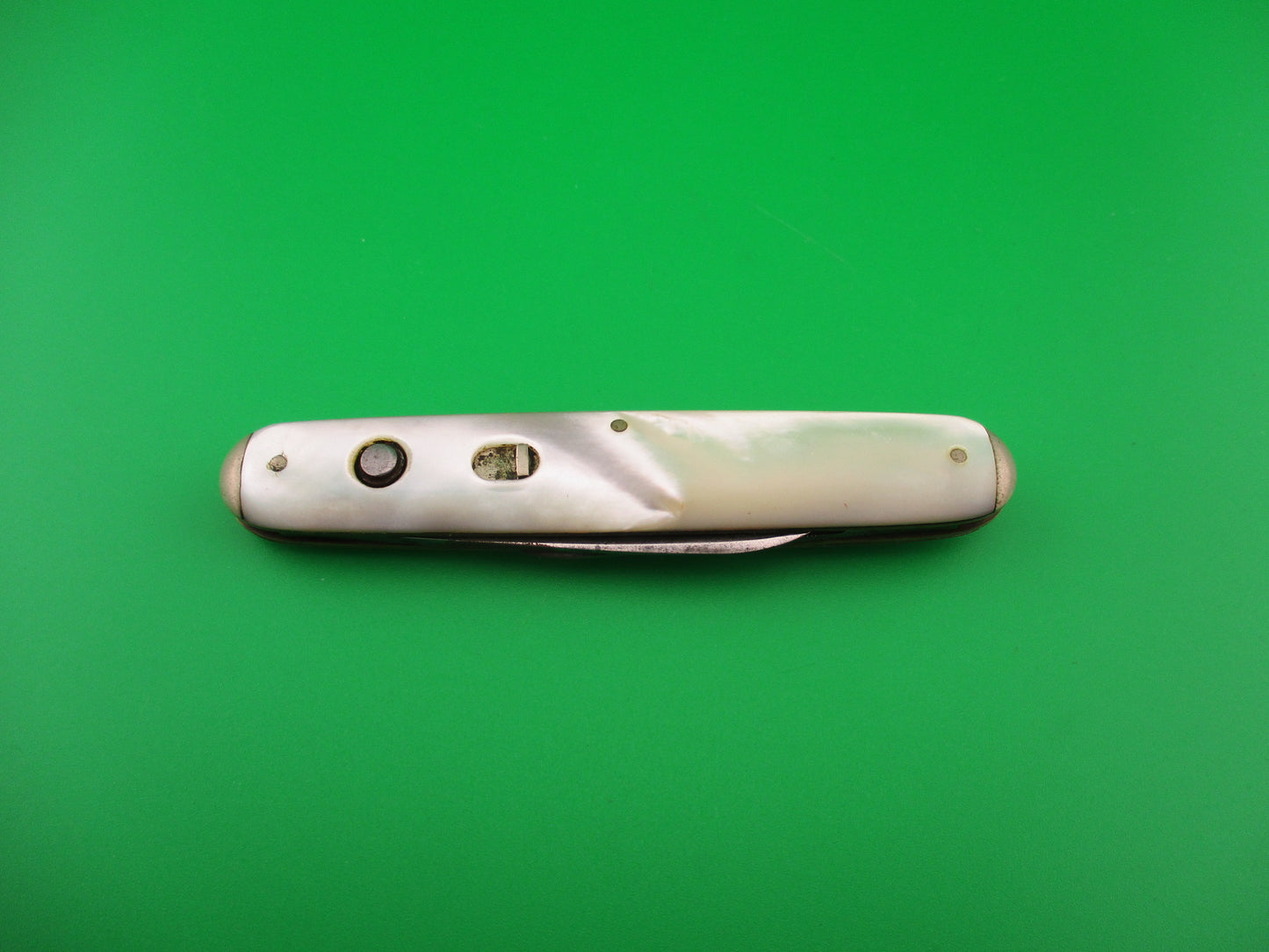 SCHRADE CUT CO WALDEN, NY Medium double Pearl 7416T Tip bolster file blade Book knife