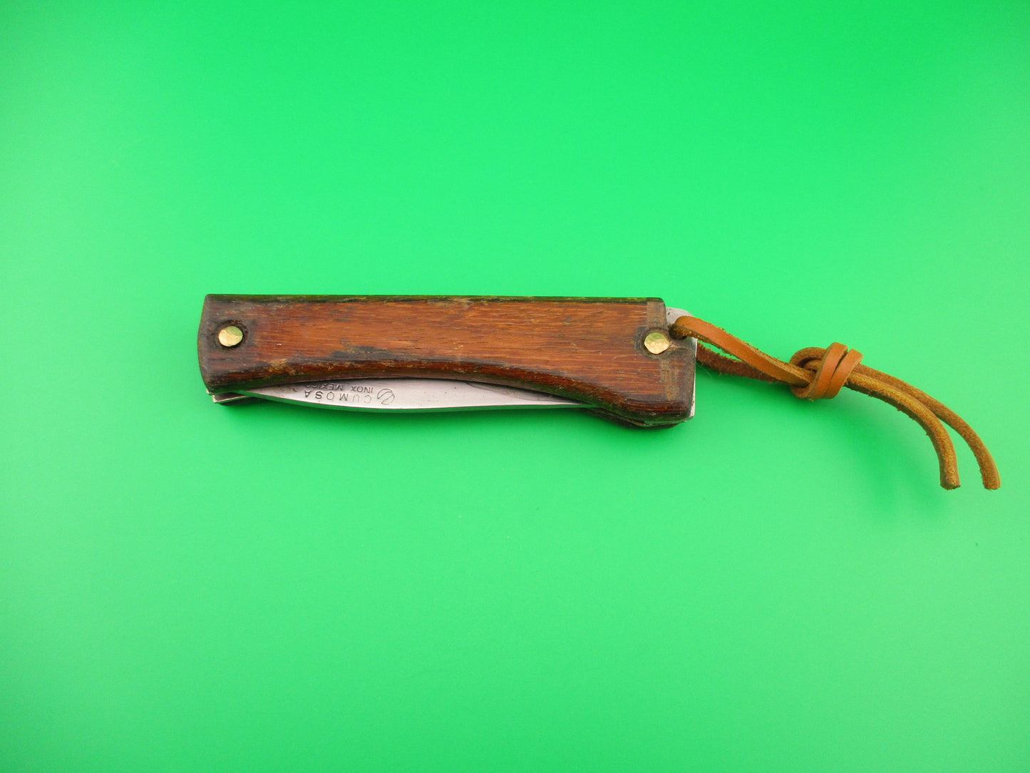 CUMOSA INOX MEXICO EDGE CO 20cm Wood handled lanyard pull automatic knife
