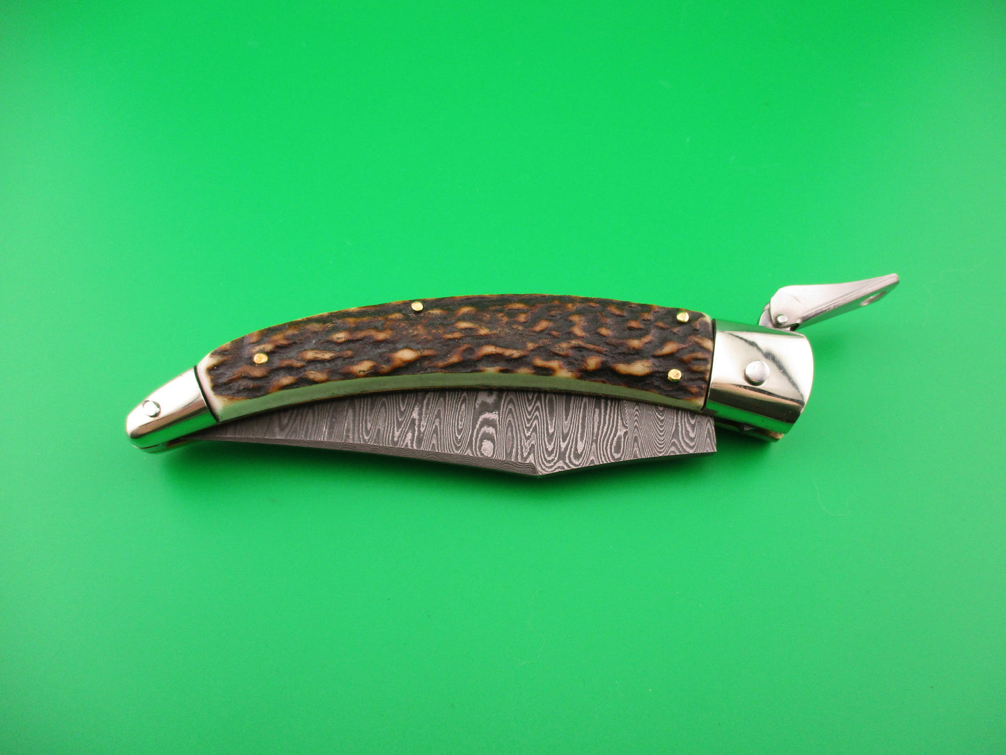 AGA CAMPOLIN 23cm Italian Catalana Fulcrum Stag Damascus Pascotto switchblade