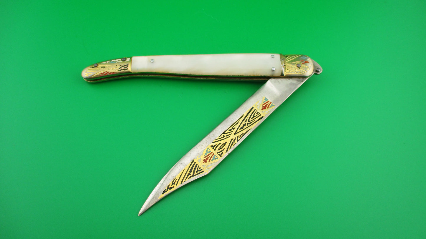 TOLEDO 24cm Spanish Pearlex Toothpick Lever Painted automatic knife