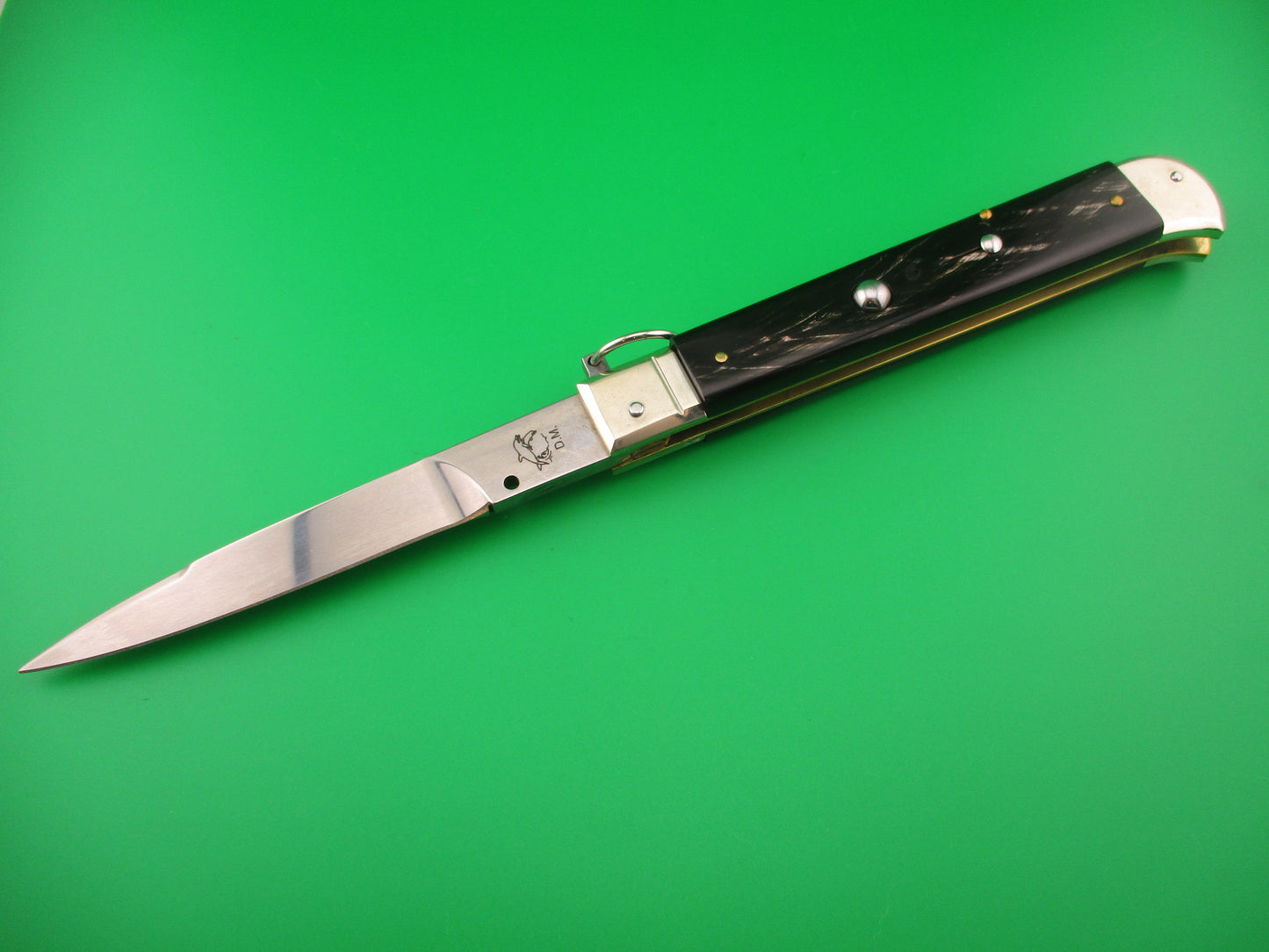 D.M. Dolphin 28cm Italian FALCON Ring pull Dark horn automatic knife