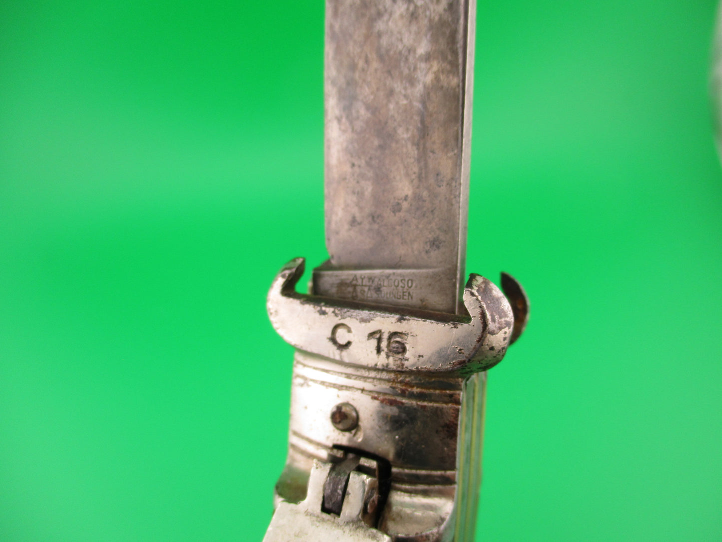 A W ALCOSO SOLINGEN 20cm German Shell Puller 2 Blade Stag Lever automatic knife
