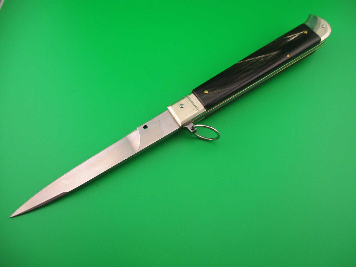 D.M. Dolphin 28cm Italian FALCON Ring pull Dark horn automatic knife