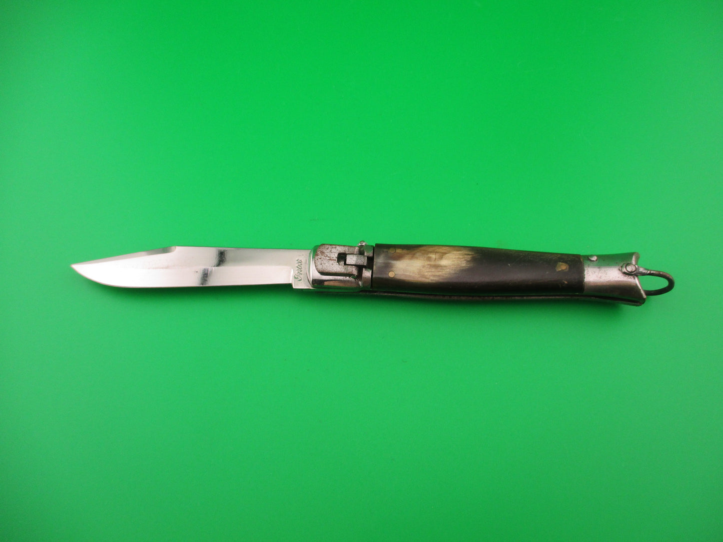 Inox 19cm Italian Fishtail Lever Stainless Horn Vintage automatic knife