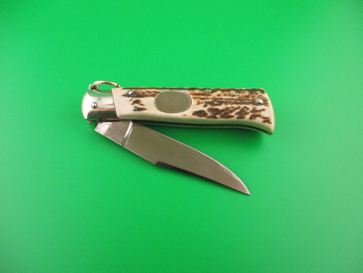 Campolin Oval Flush Button 20cm Italian Stag Ring pull automatic knife