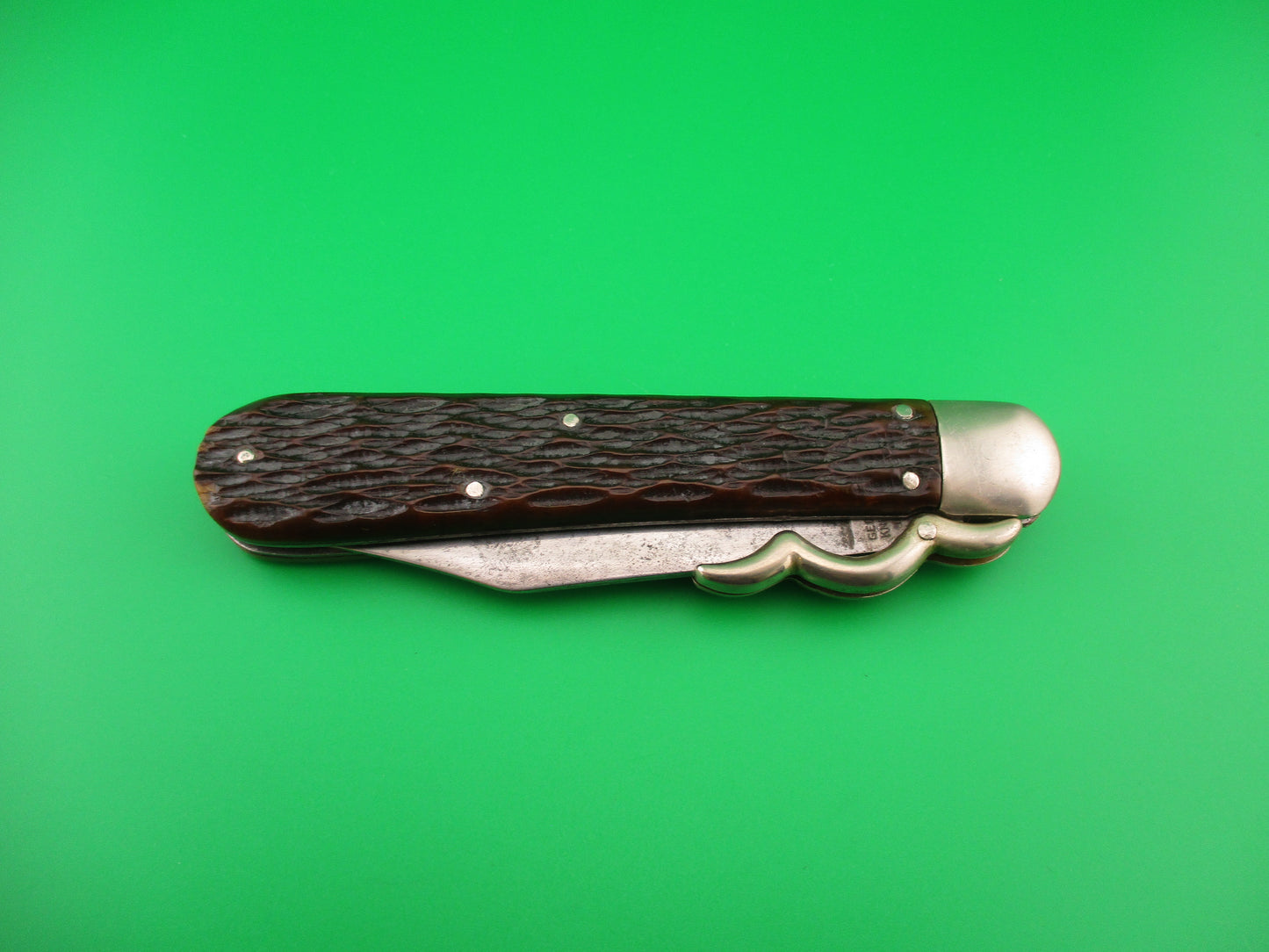 PRESTO Lazy W Folding Guard Hunter #8000 Jigged bone switchblade knife