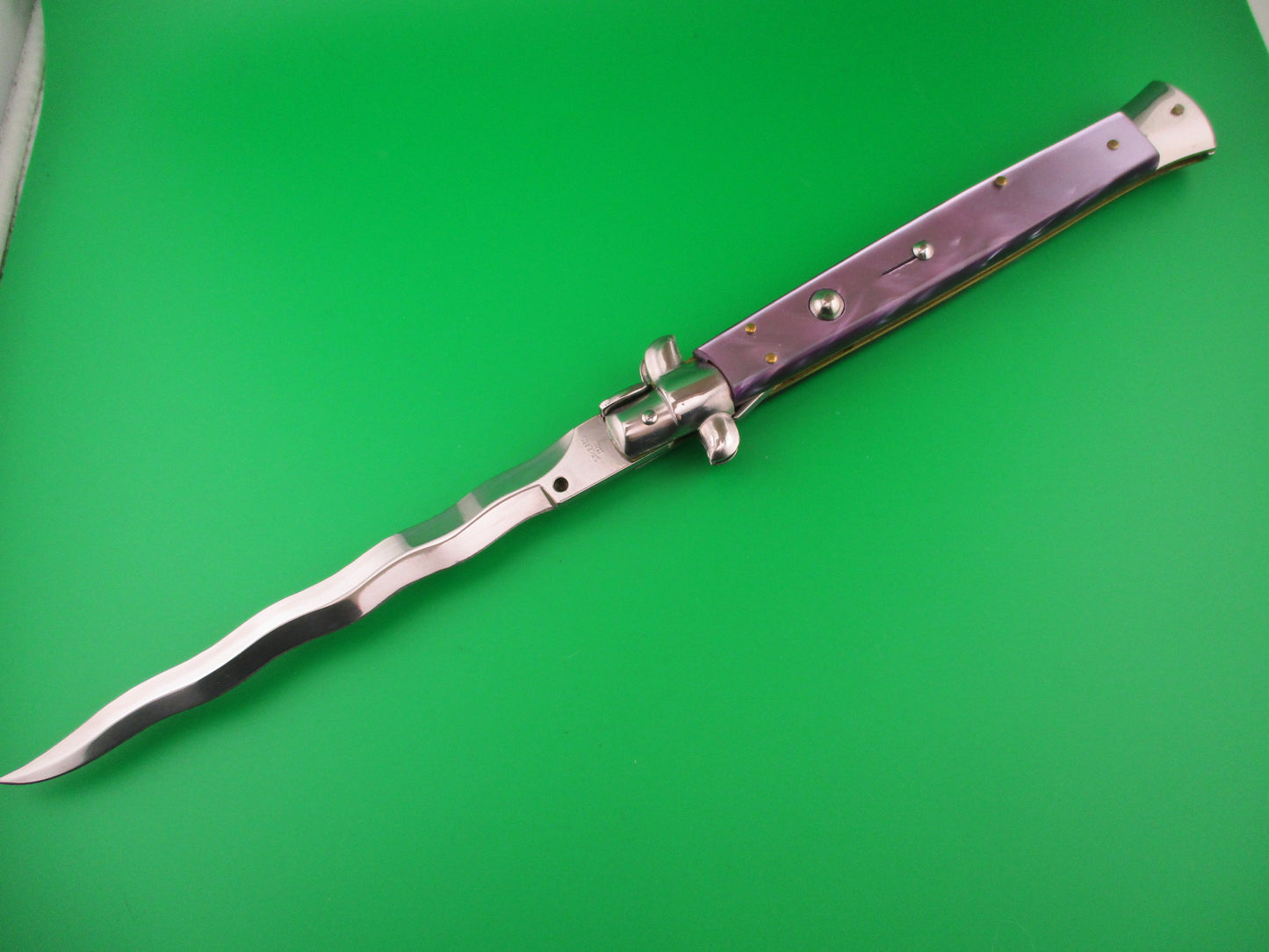 STILETTO ITALY 33cm Italian Stiletto KRIS Purple Acrylic Swivel bolster automatic knife