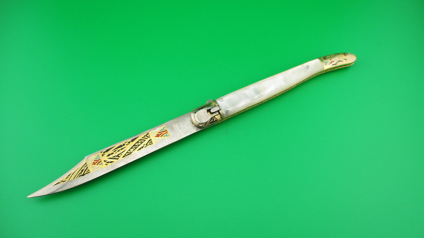 TOLEDO 24cm Spanish Pearlex Toothpick Lever Painted automatic knife