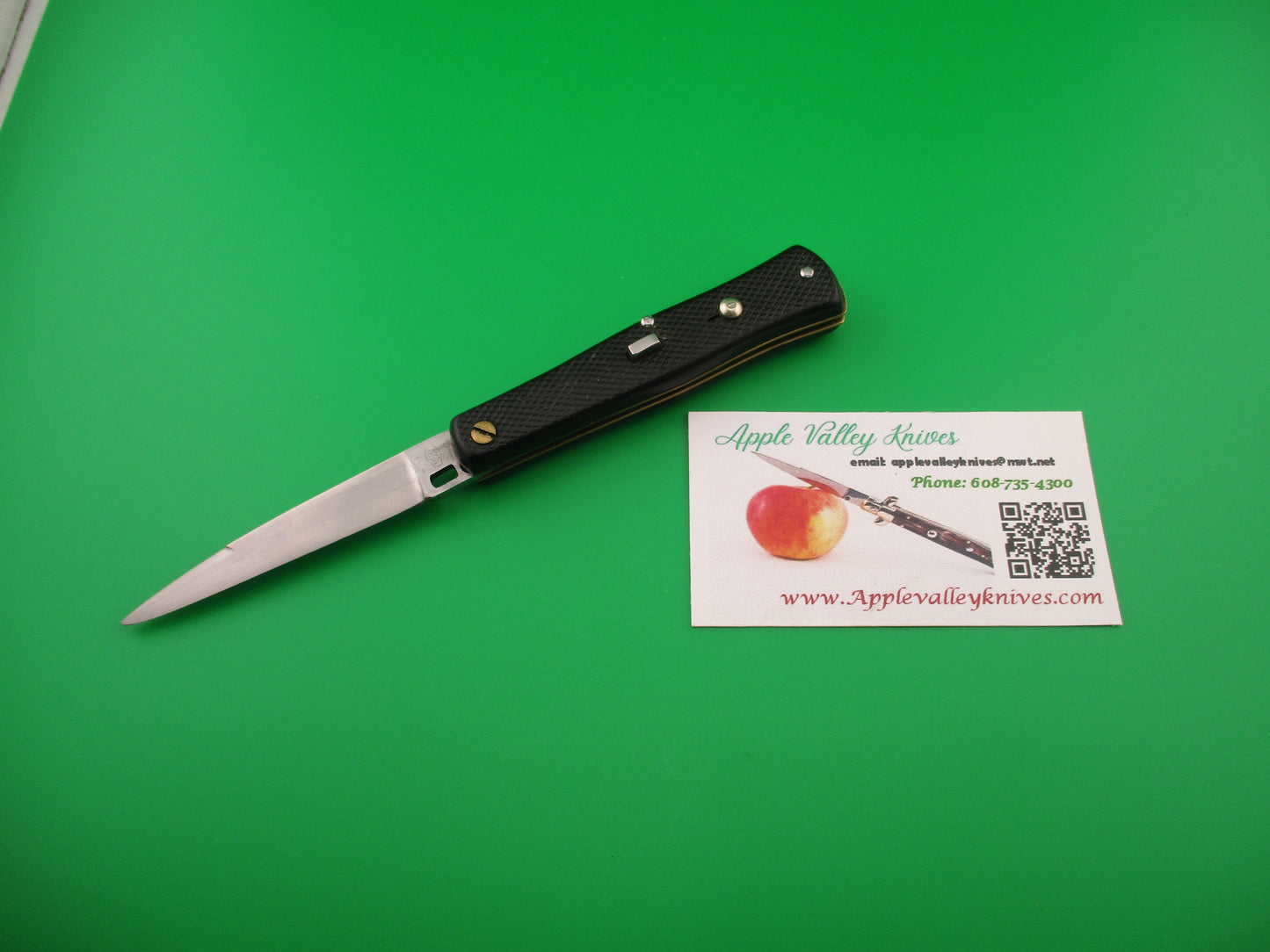 INOX 247 17cm French Fishtail black checkered vintage automatic knife BoBc