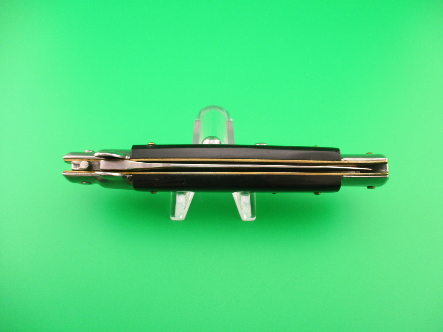 FRANK B 23cm Italian Kris Stiletto Black swivel bolster automatic knife