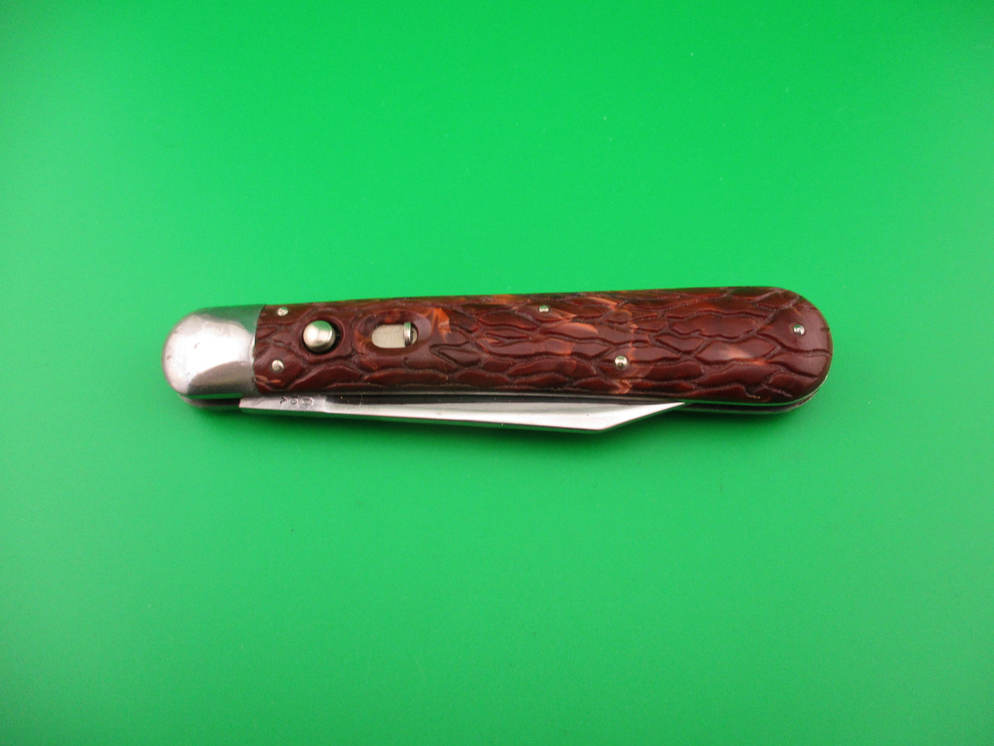 PRESTO Hunter #2000 Firebrick Wormgroove scales Vintage Schrade automatic knife