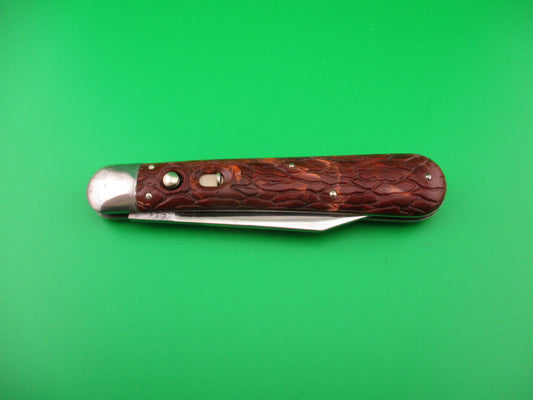 PRESTO Hunter #2000 Firebrick Wormgroove scales Vintage Schrade automatic knife