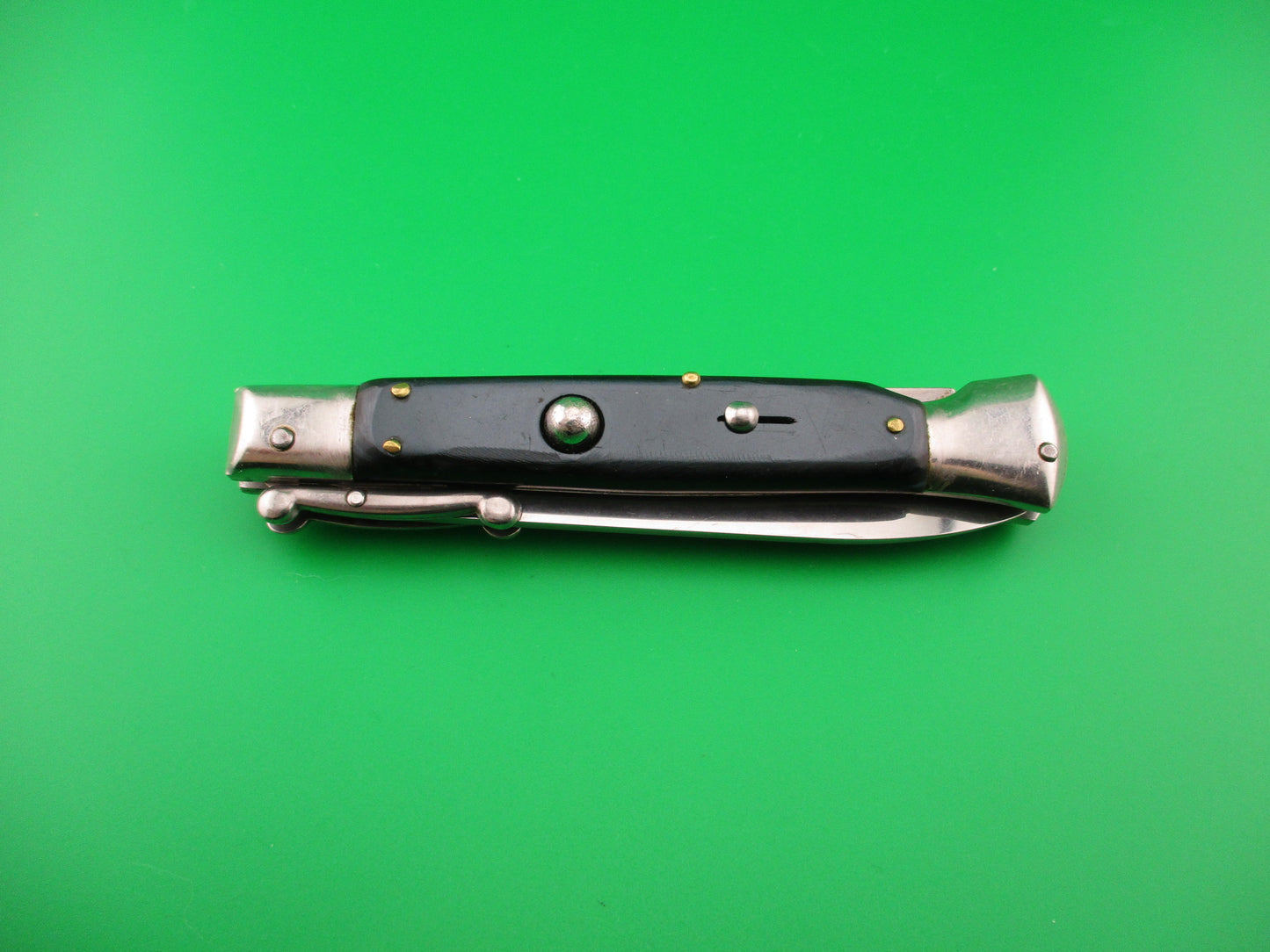 AKC ITALY 23cm Italian Swing Guard Blue/green Acrylic vintage automatic knife