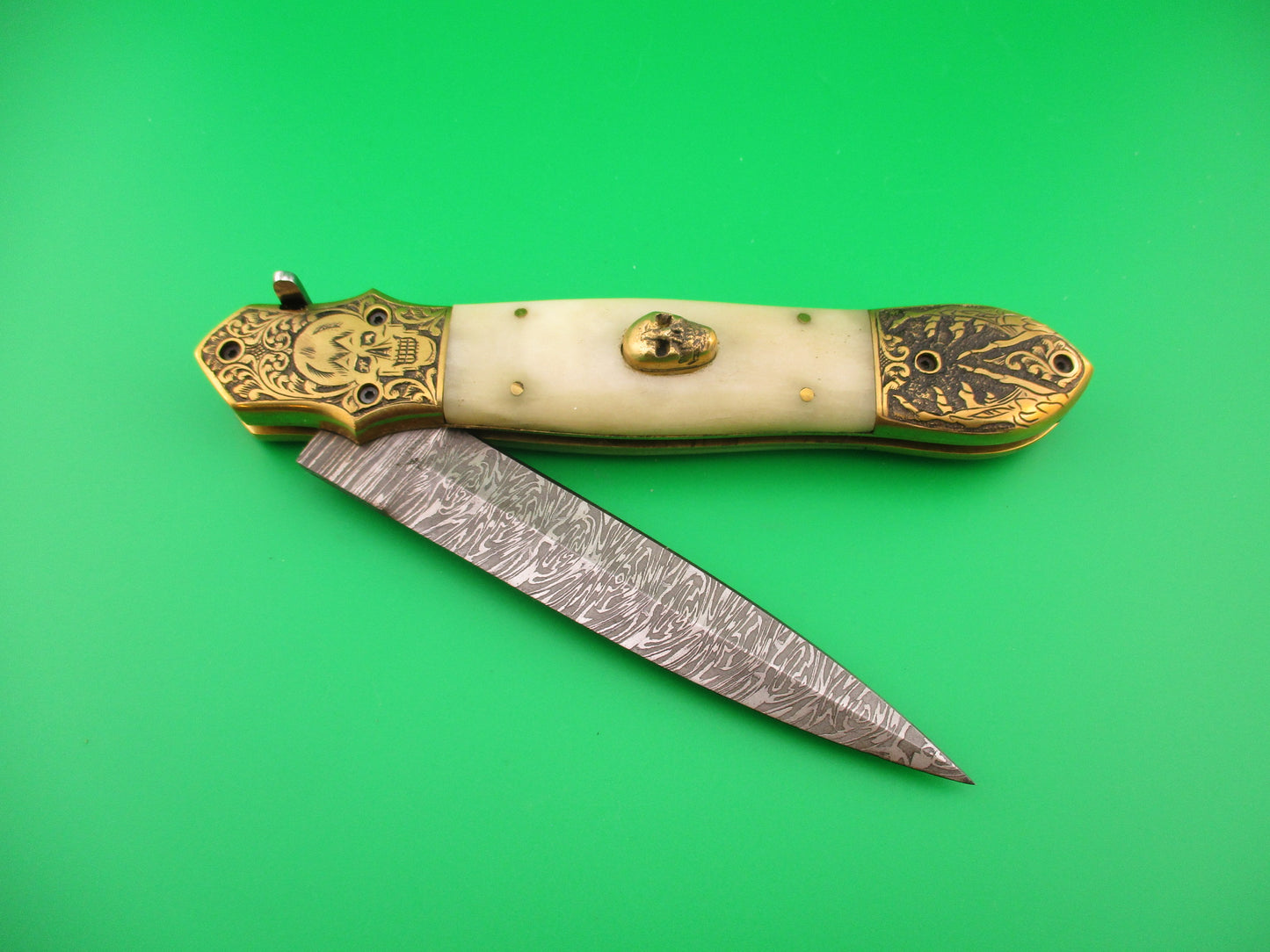 Grim Reaper Skull Button 29cm Custom Automatic Knife by Orang Zaib